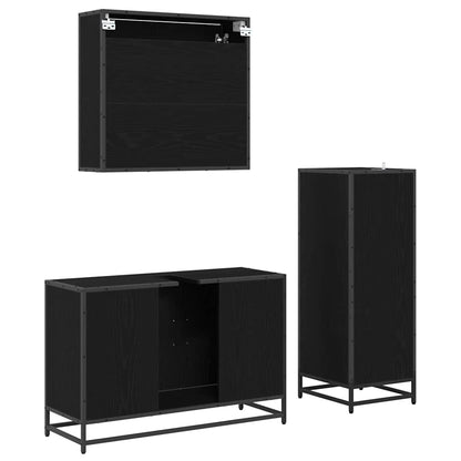 Bathroom Furniture Set with Shelf Wall-mounted 3 pcs Black oak