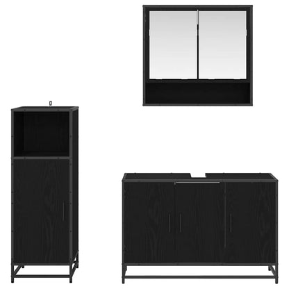 Bathroom Furniture Set with Shelf Wall-mounted 3 pcs Black oak