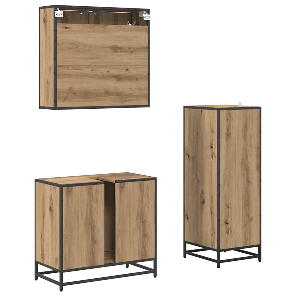 Bathroom Furniture Set 3 pcs Artisan oak Engineered wood