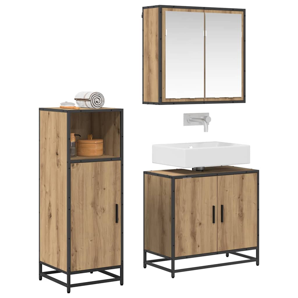 Bathroom Furniture Set 3 pcs Artisan oak Engineered wood