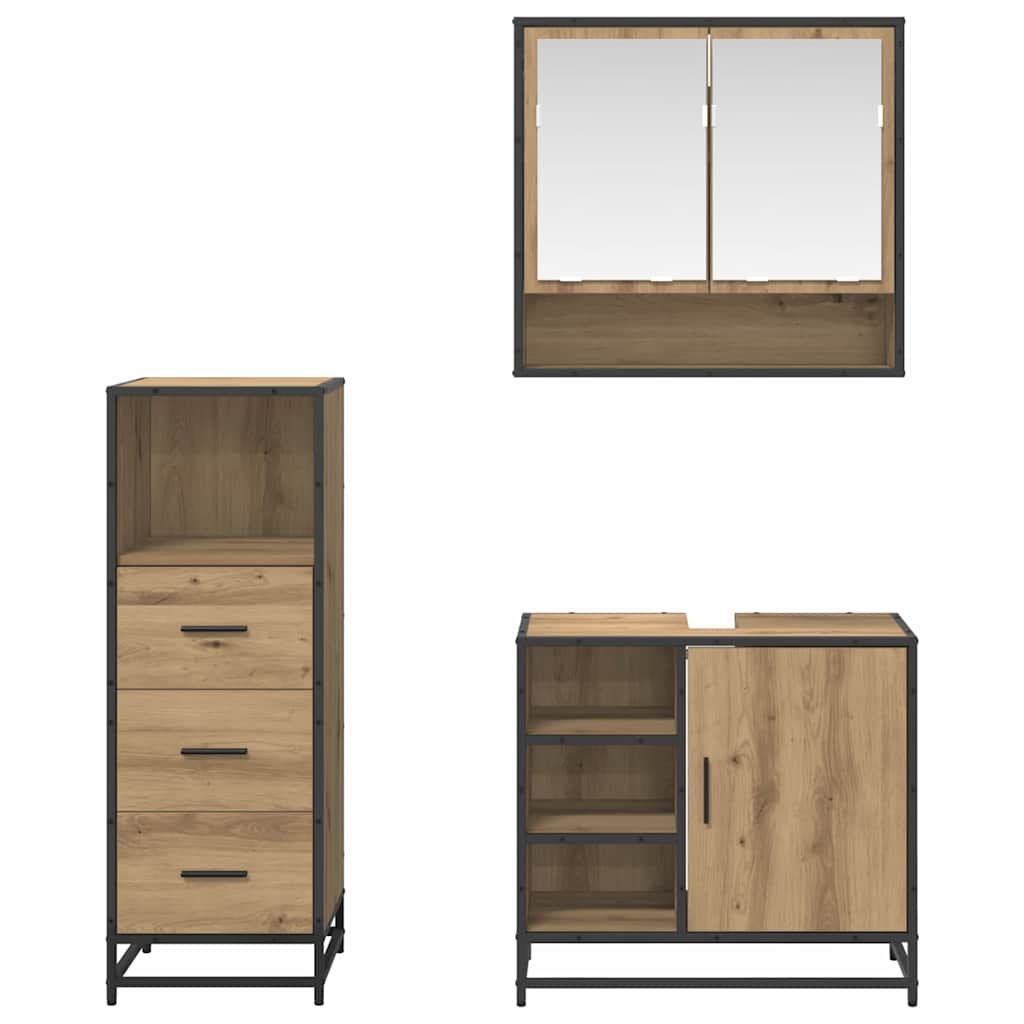 Bathroom Furniture Set 3 pcs Artisan Oak Engineered Wood