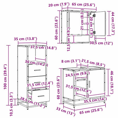 Bathroom Furniture Set 3 pcs Artisan Oak Engineered Wood