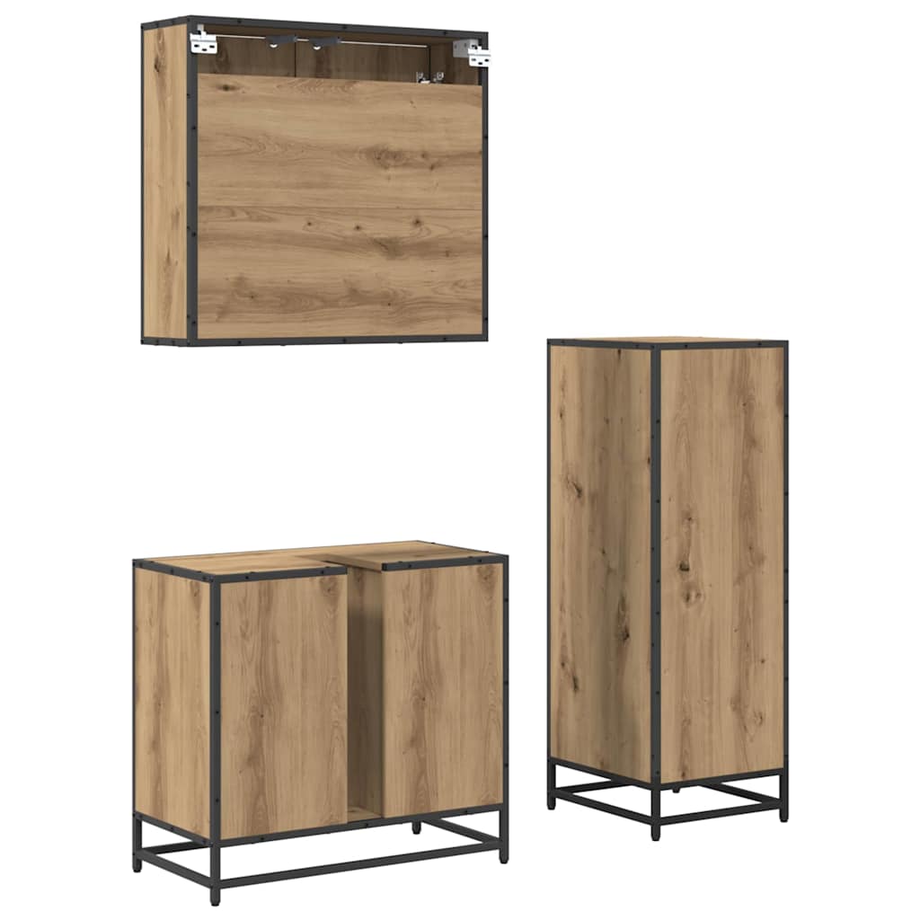 Bathroom Furniture Set 3 pcs Artisan Oak Engineered Wood