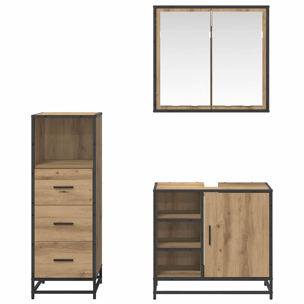 Bathroom Furniture Set 3 pcs Artisan Oak Engineered Wood