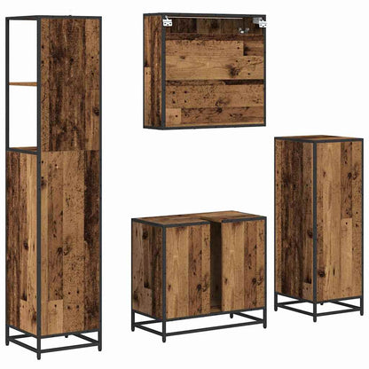 Bathroom Furniture Set with Door 4 pcs Old Wood Engineered Wood