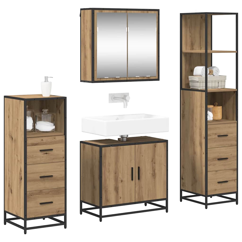 Bathroom Furniture Set 4 pcs Artisan Oak Engineered Wood