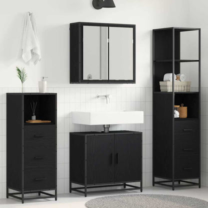 Bathroom Furniture Set 4 pcs Black Oak Engineered Wood
