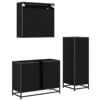 Bathroom Furniture Set 3 pcs Black Oak Engineered Wood