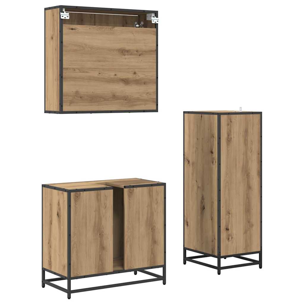 Bathroom Furniture Set 3 pcs Artisan Oak Engineered Wood