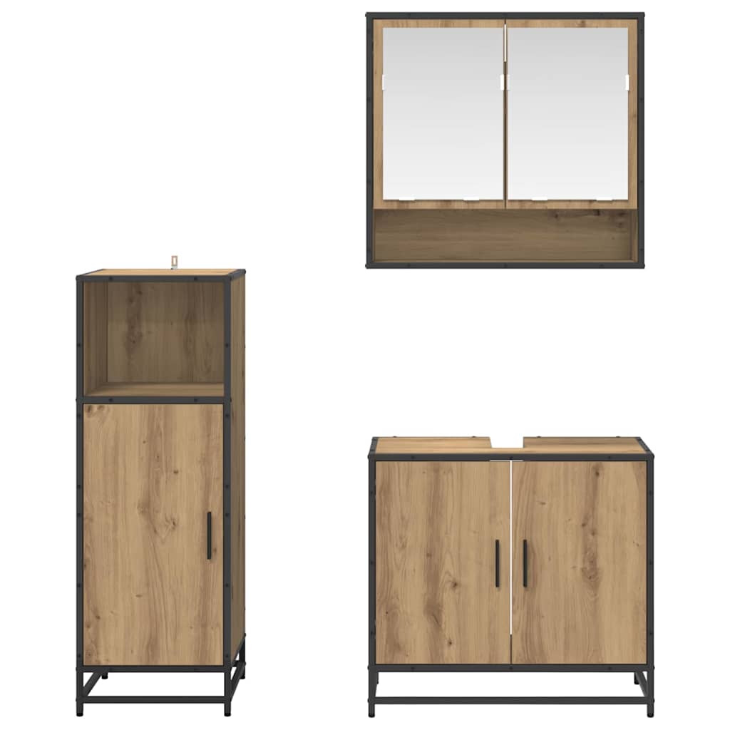 Bathroom Furniture Set 3 pcs Artisan Oak Engineered Wood