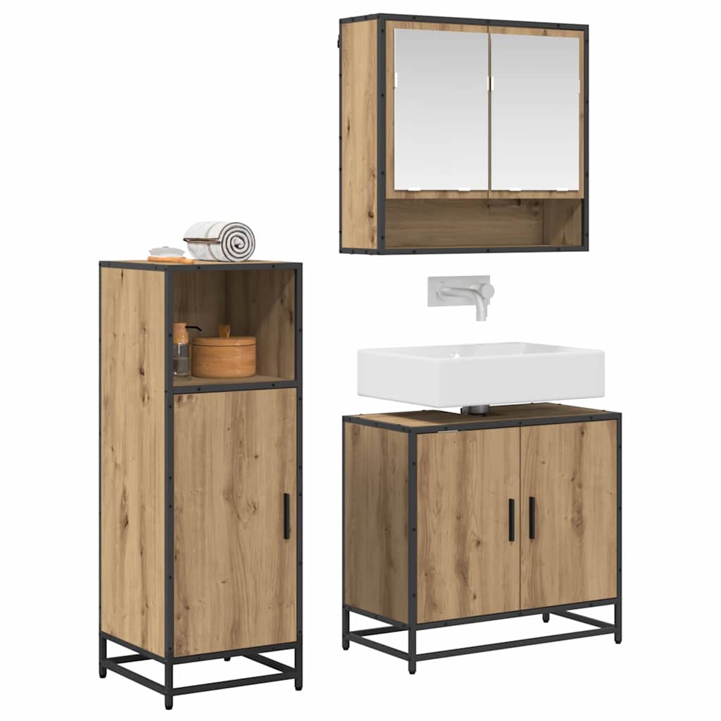 Bathroom Furniture Set 3 pcs Artisan Oak Engineered Wood