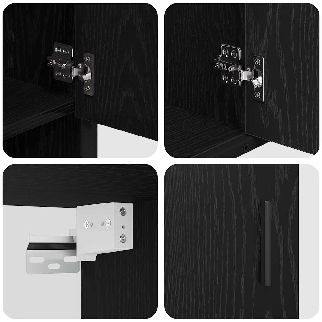 Bathroom Furniture Set 3 pcs Black Oak Engineered Wood
