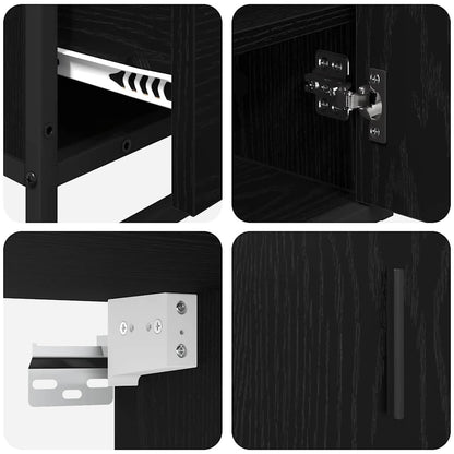 Bathroom Furniture Set 3 pcs Black Oak Engineered Wood