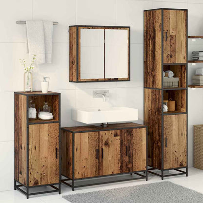 Bathroom Furniture Set with Door 3 pcs Old Wood Engineered Wood