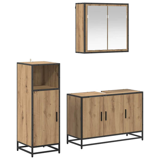 Bathroom Furniture Set 3 pcs Artisan oak Engineered wood
