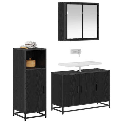 Bathroom Furniture Set 3 pcs Black oak Engineered wood