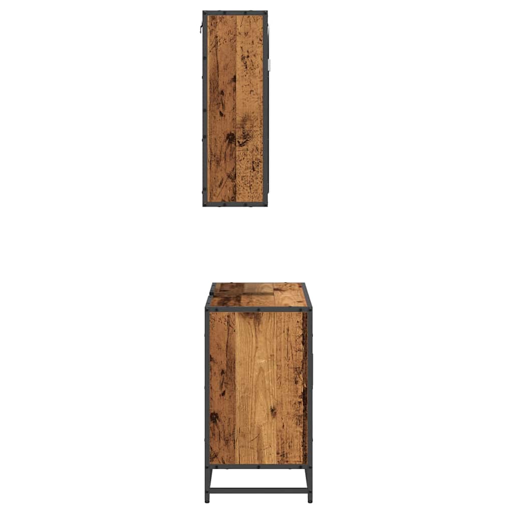 Bathroom Furniture Set with Door 2 pcs Old wood Engineered wood