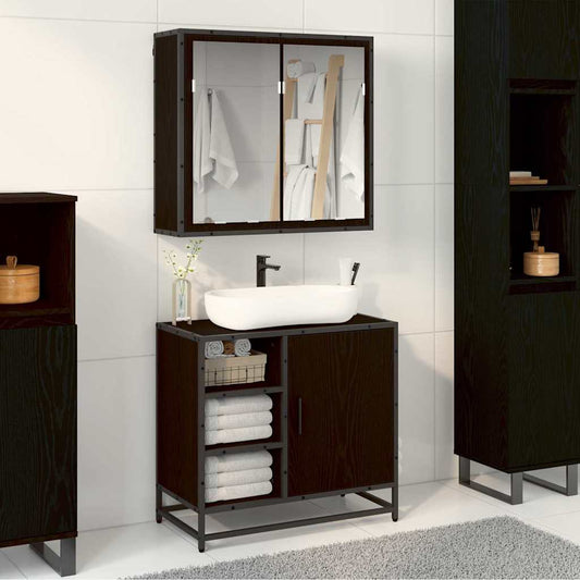 Bathroom Furniture Set 2 pcs Black oak Engineered wood