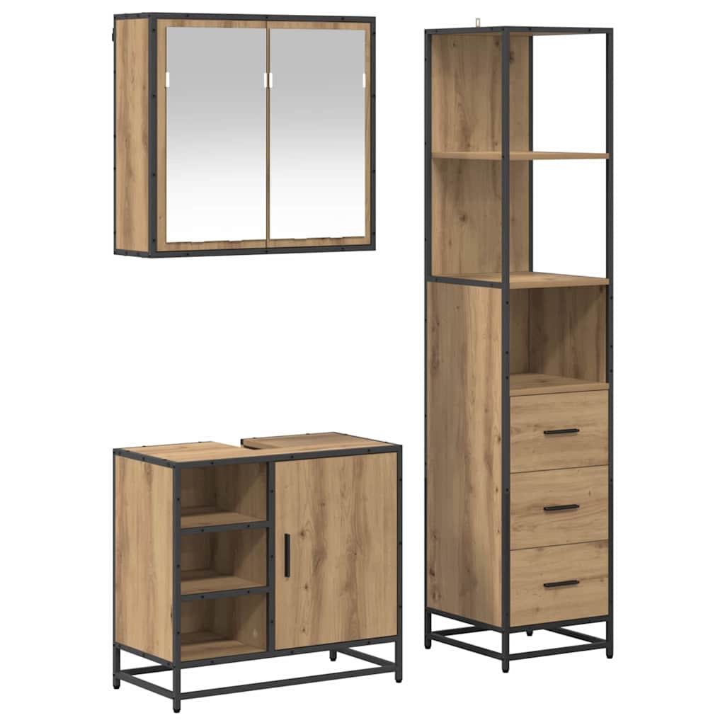 Bathroom Furniture Set 3 pcs Artisan oak Engineered wood