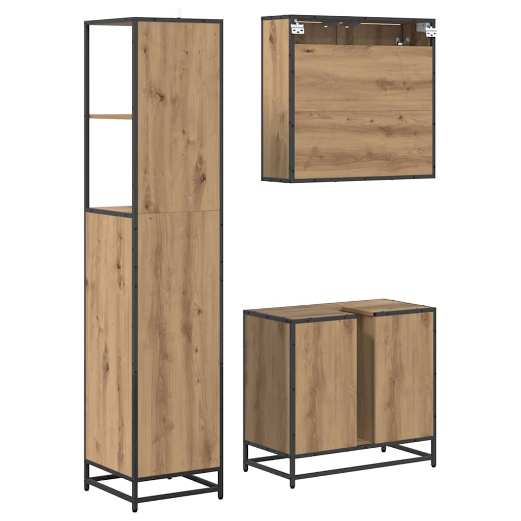 Bathroom Furniture Set 3 pcs Artisan oak Engineered wood