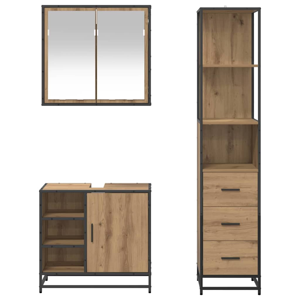 Bathroom Furniture Set 3 pcs Artisan oak Engineered wood