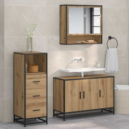 Bathroom Furniture Set 3 pcs Artisan oak Engineered wood