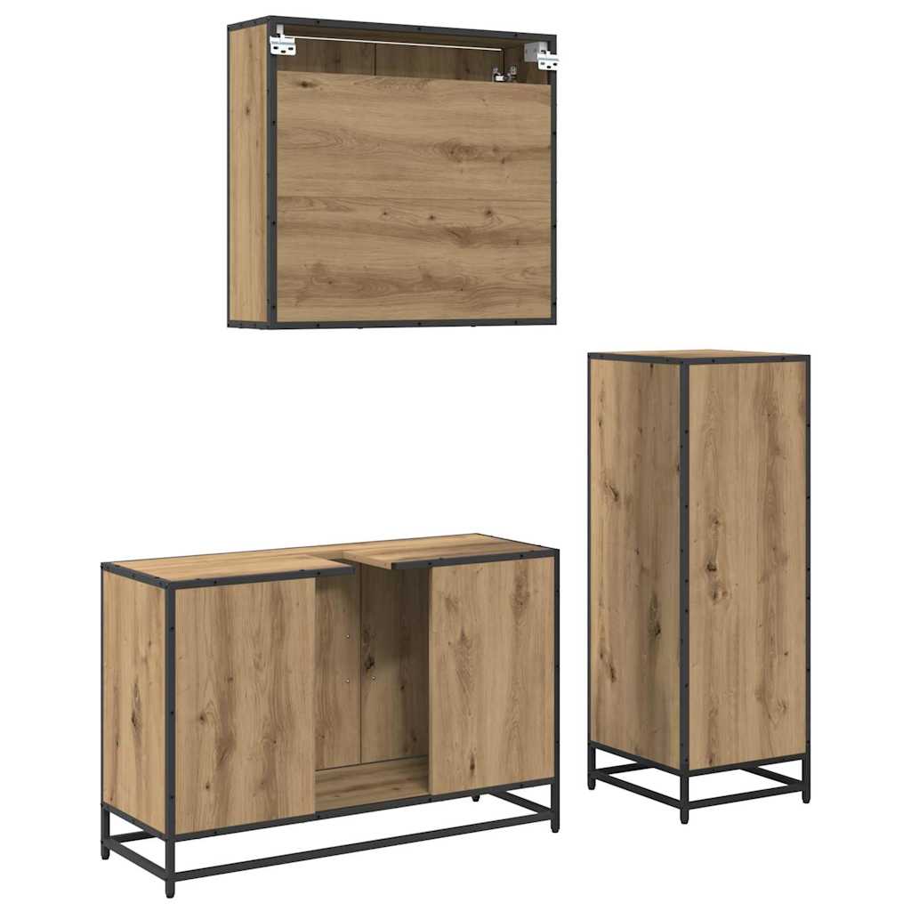 Bathroom Furniture Set 3 pcs Artisan oak Engineered wood