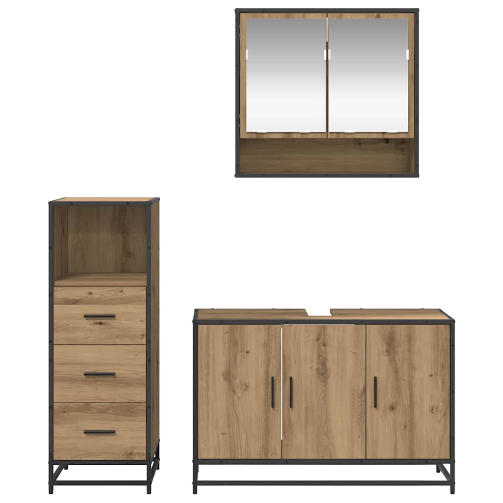 Bathroom Furniture Set 3 pcs Artisan oak Engineered wood