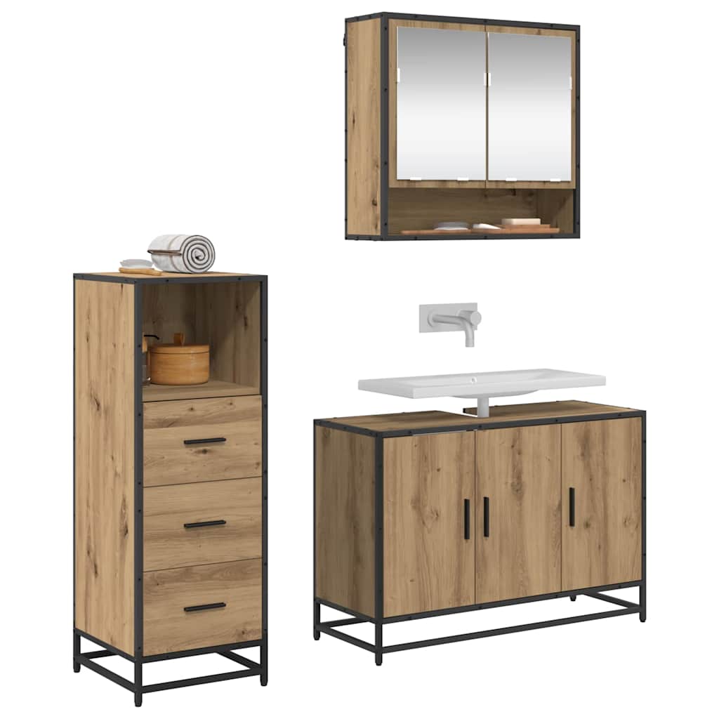 Bathroom Furniture Set 3 pcs Artisan oak Engineered wood