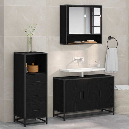 Bathroom Furniture Set 3 pcs Black oak Engineered wood