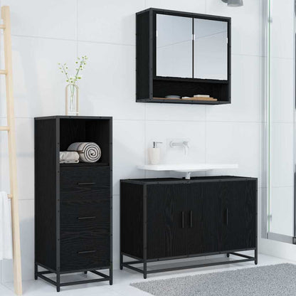 Bathroom Furniture Set 3 pcs Black oak Engineered wood