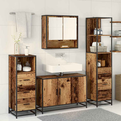 Bathroom Furniture Set with Door 3 pcs Old Wood Engineered Wood