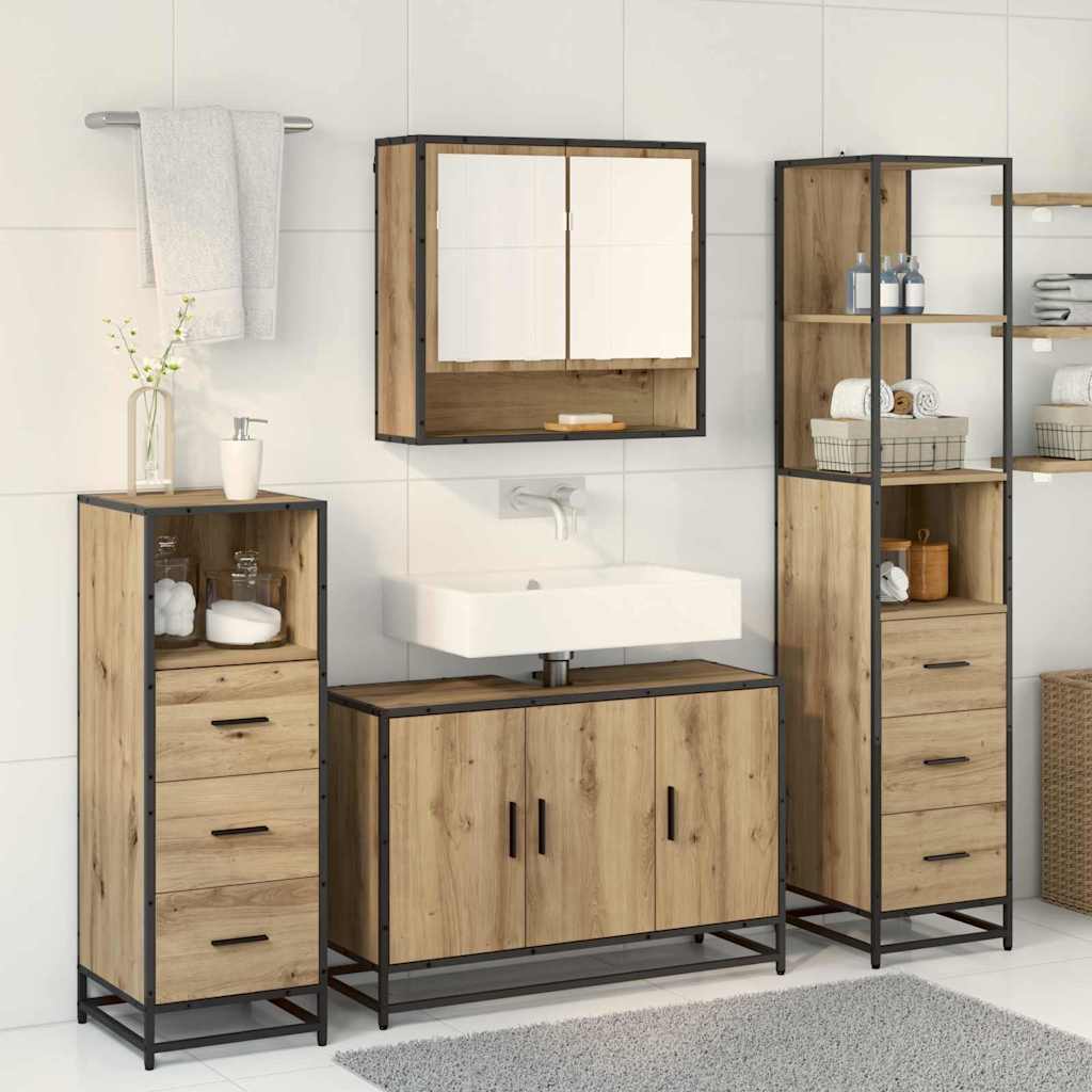 Bathroom Furniture Set 3 pcs Artisan Oak Engineered Wood