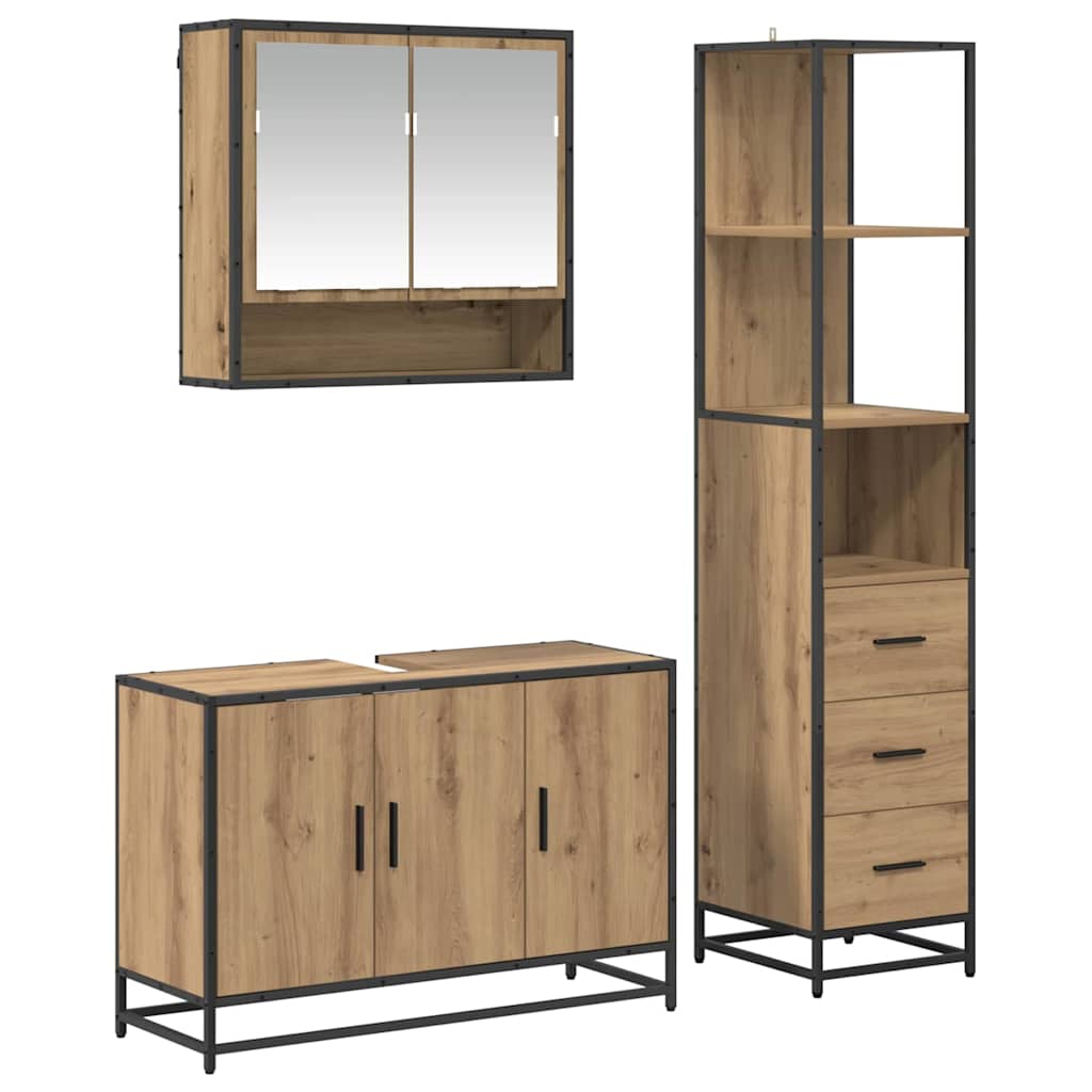 Bathroom Furniture Set 3 pcs Artisan Oak Engineered Wood