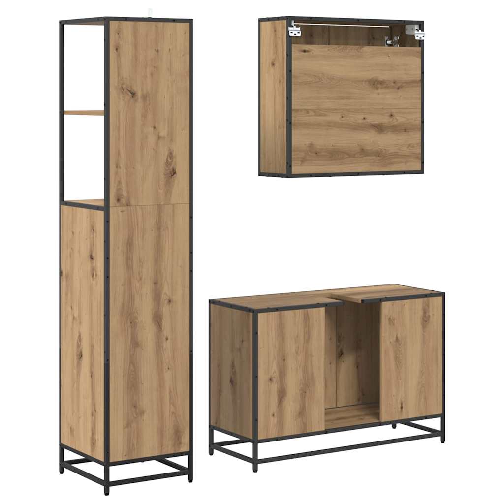 Bathroom Furniture Set 3 pcs Artisan Oak Engineered Wood