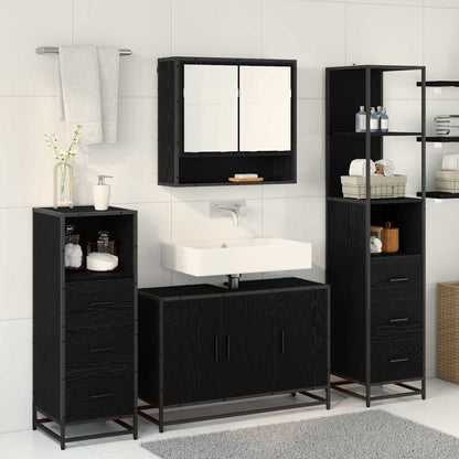 Bathroom Furniture Set 3 pcs Black Oak Engineered Wood