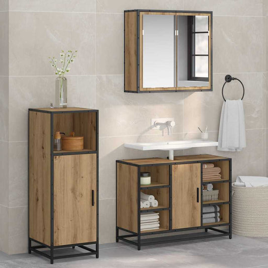 Bathroom Furniture Set 3 pcs Artisan oak Engineered wood