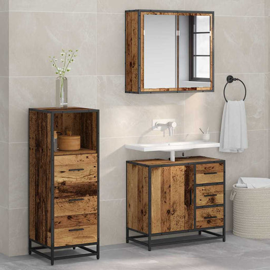 Bathroom Furniture Set 3 pcs Old wood 35 x 37.5 x 100 cm