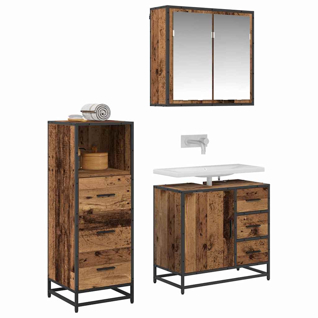 Bathroom Furniture Set 3 pcs Old wood 35 x 37.5 x 100 cm