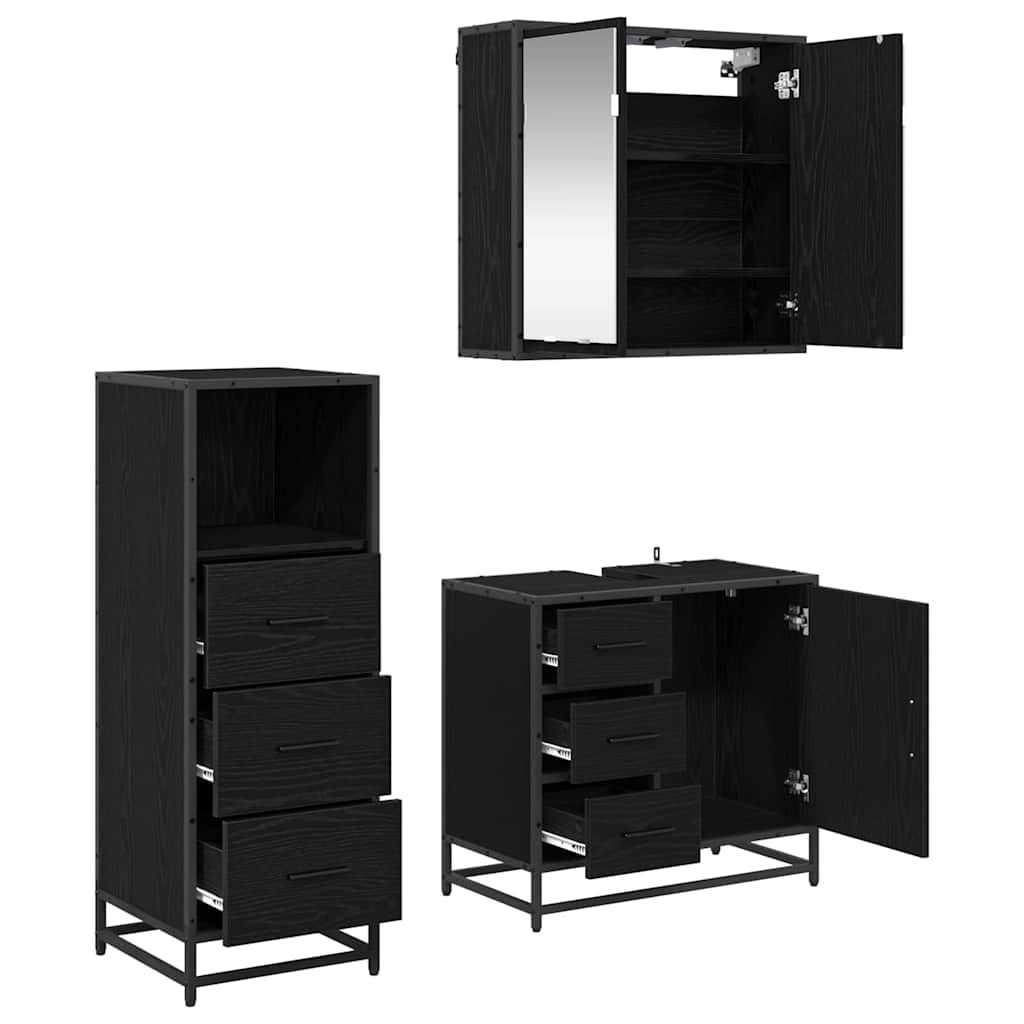 Bathroom Furniture Set 3 pcs Black oak 35 x 37.5 x 100 cm