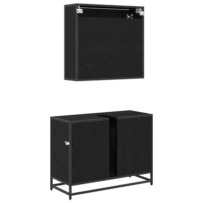 Bathroom Furniture Set 2 pcs Black oak 80 x 33 x 60 cm