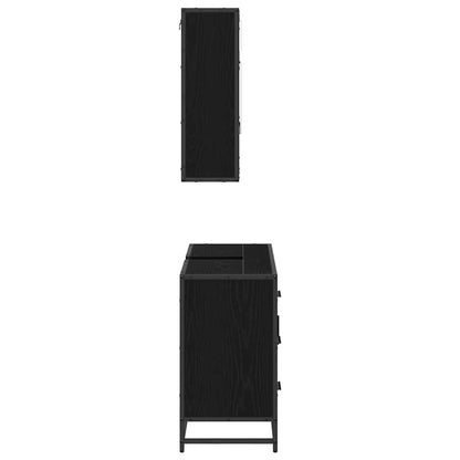 Bathroom Furniture Set 2 pcs Black oak 80 x 33 x 60 cm