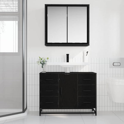 Bathroom Furniture Set 2 pcs Black oak 80 x 33 x 60 cm