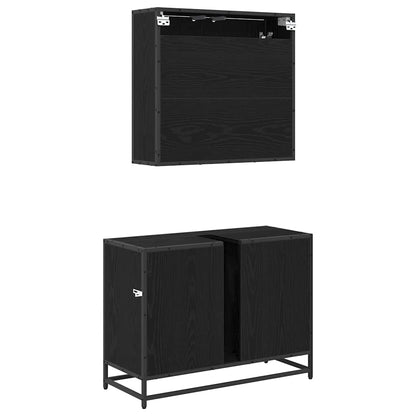 Bathroom Furniture Set 2 pcs Black oak 80 x 33 x 60 cm