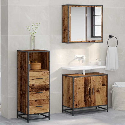 Bathroom Furniture Set with Door 3 pcs Old wood Engineered wood