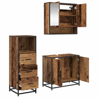 Bathroom Furniture Set with Door 3 pcs Old wood Engineered wood