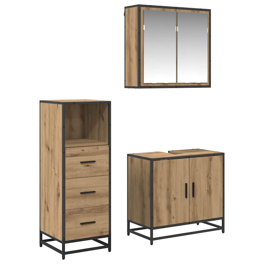 Bathroom Furniture Set 3 pcs Artisan oak Engineered wood