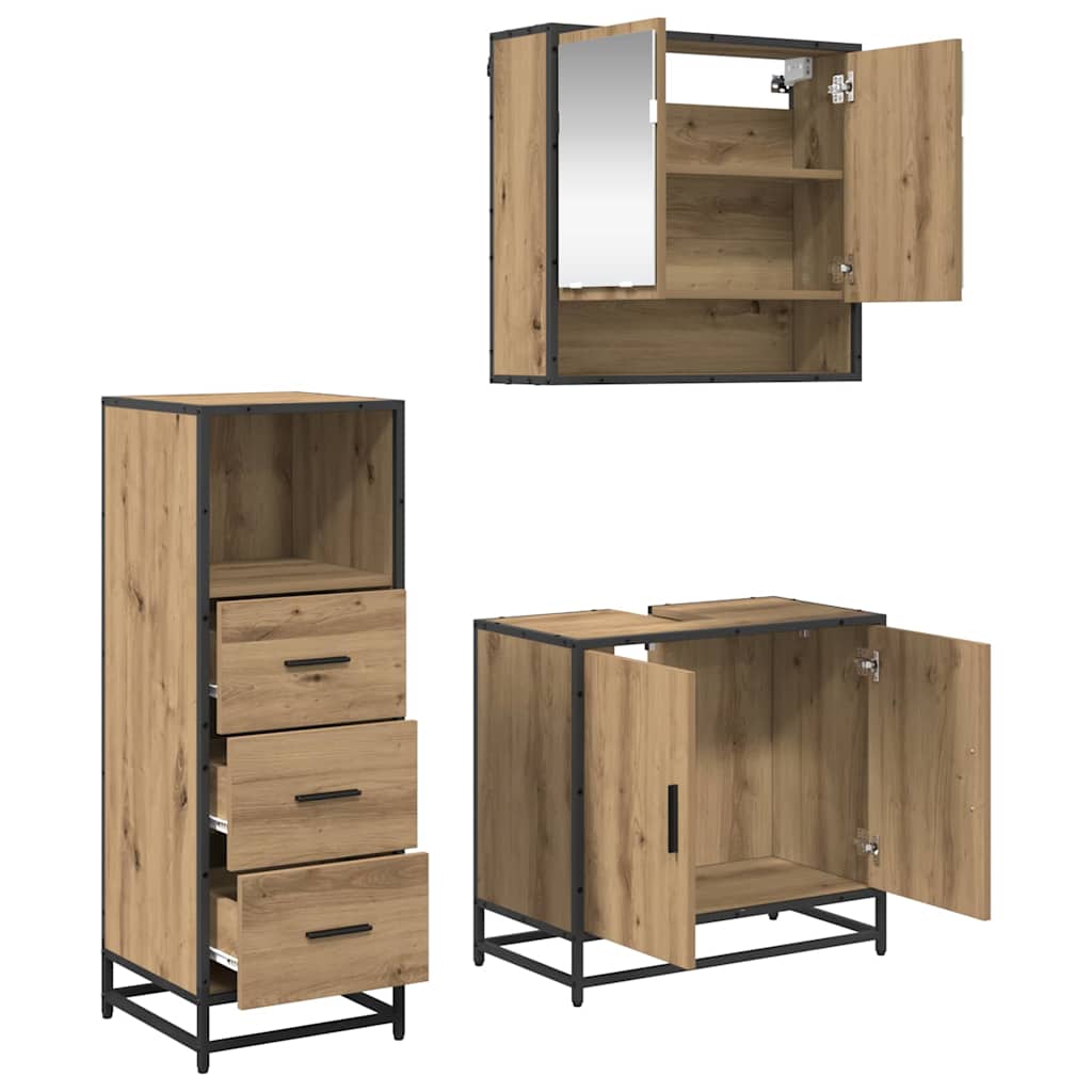 Bathroom Furniture Set 3 pcs Artisan oak Engineered wood