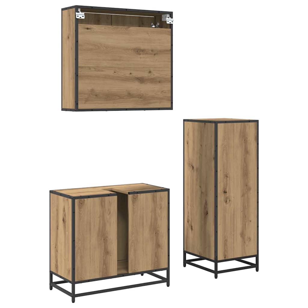 Bathroom Furniture Set 3 pcs Artisan oak Engineered wood