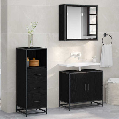 Bathroom Furniture Set 3 pcs Black oak Engineered wood